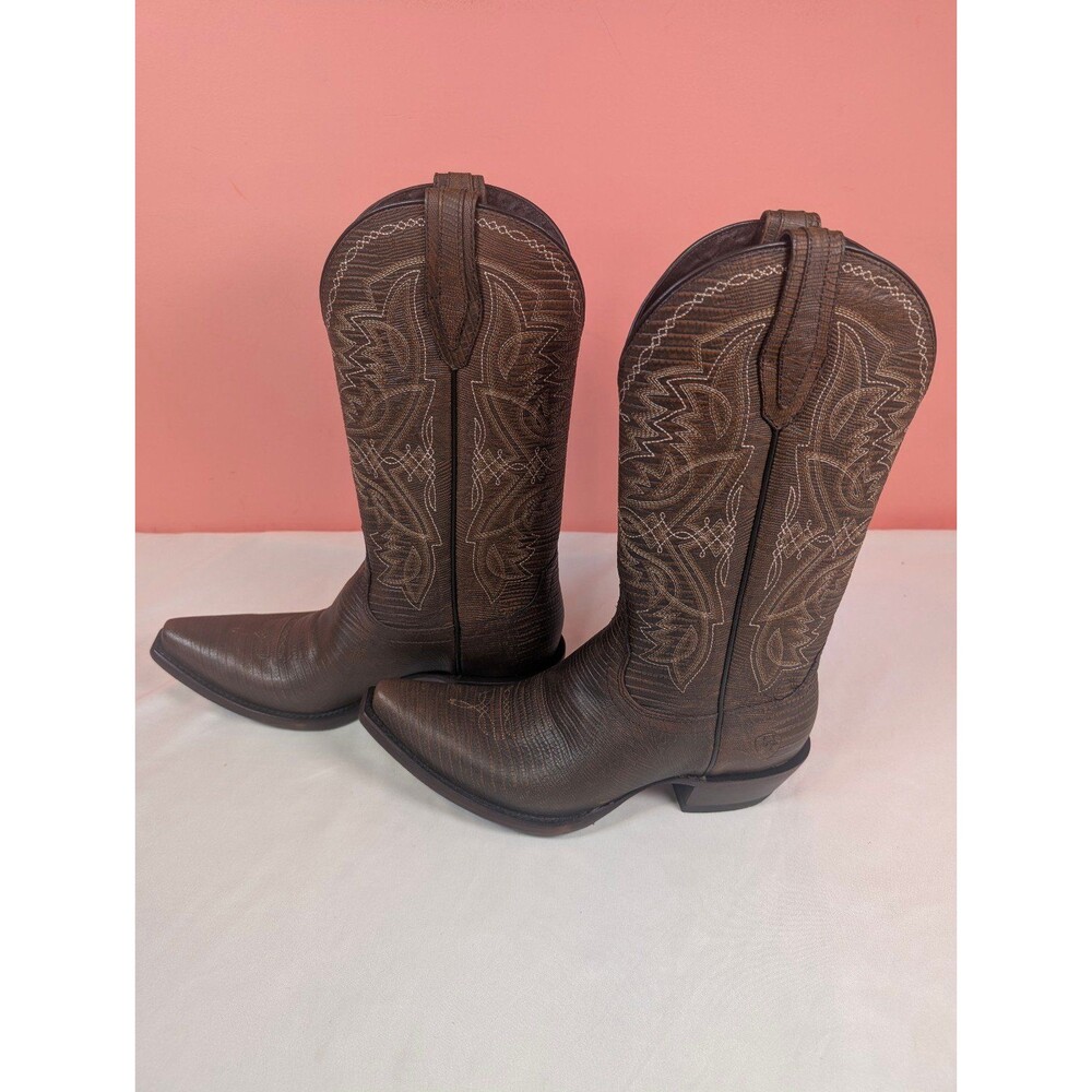 Women's Ariat Alamar Lizard Print X Toe Western Boots Brown Size 8 New - Picture 4 of 8